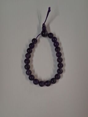 Amethyst Beaded Stretch Bracelet - Purple Gemstone Bracelet